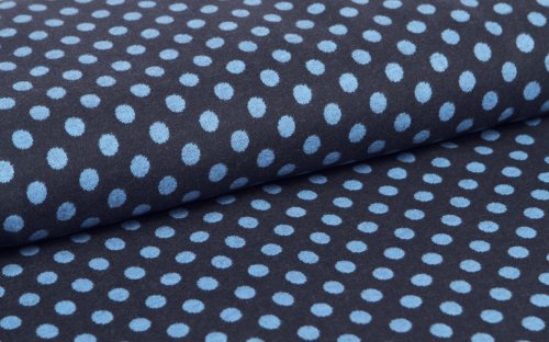 Baumwoll Strick - Punkte - dunkelblau/blau